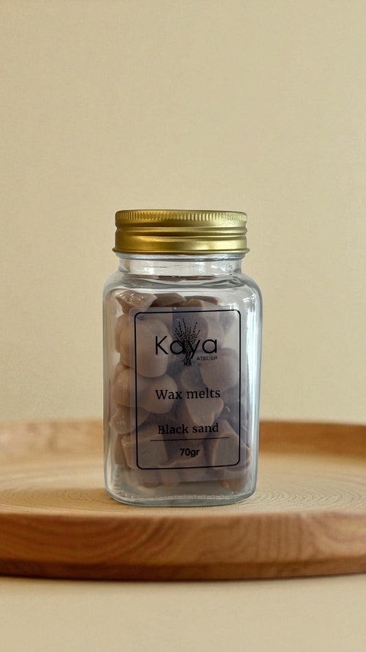 Wax melts Black sand